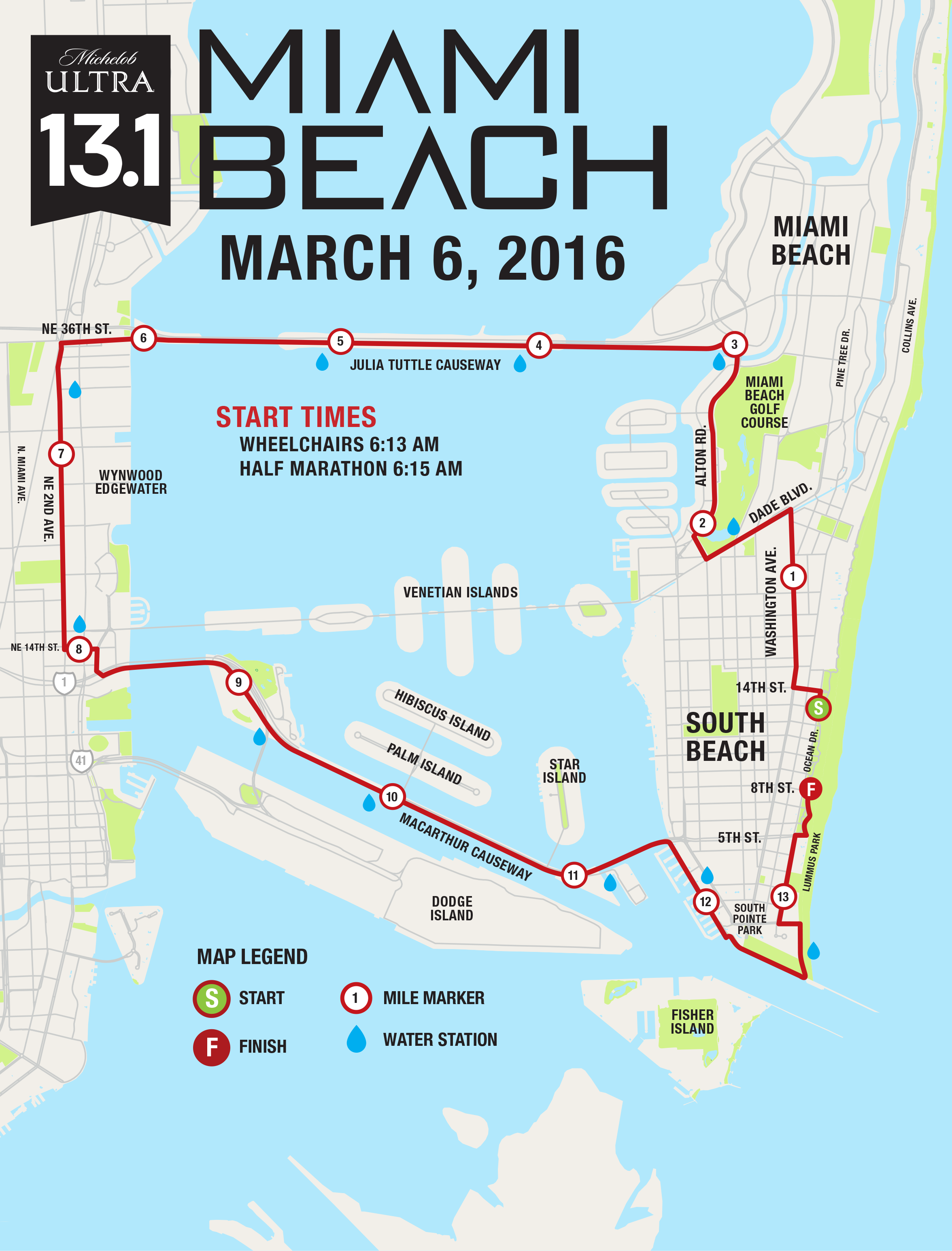 2016MichelobULTRAMiamiBeach131CourseMapV3 305 Half Marathon